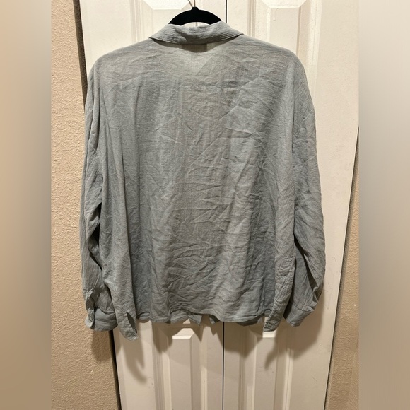 Bohme Sammi Breezy Textured Gauzy Button Up Shirt Beachy Lagenlook , Small - Picture 6 of 7